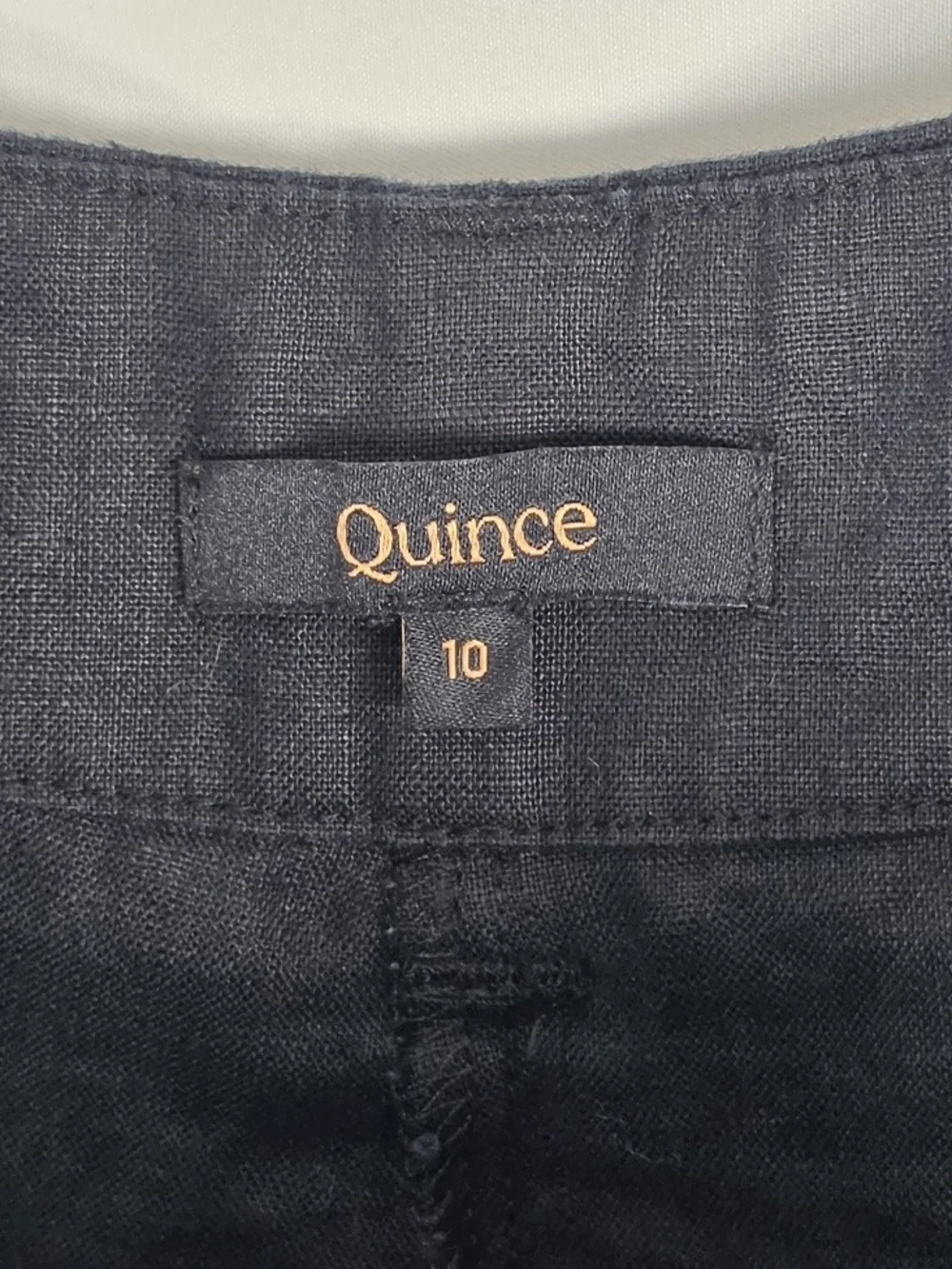 Quince Womens Black 100% Linen Pants Sz 10 Patch Pocket Wide Leg Trouser Relaxed